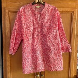 Lucy & Laurel Pink & White Blouse v-neck women’s 3X